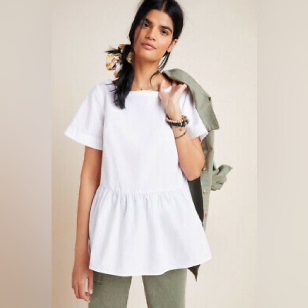 Maeve Anthropologie Darla Poplin Swing Blouse